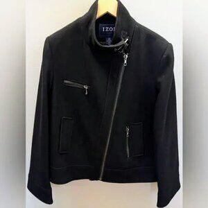 Izod Women’s Wool Black Asymmetrical Zip Jacket S